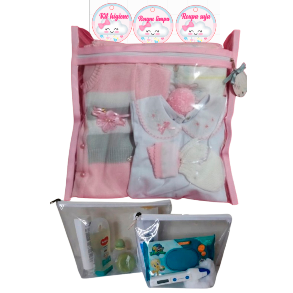 KIT ORGANIZADORES 2 NECESSAIRE - 1 SACO MATERNIDADE BOLSA MAMAE BEBE ORGANIZADOR FRALDA + tags