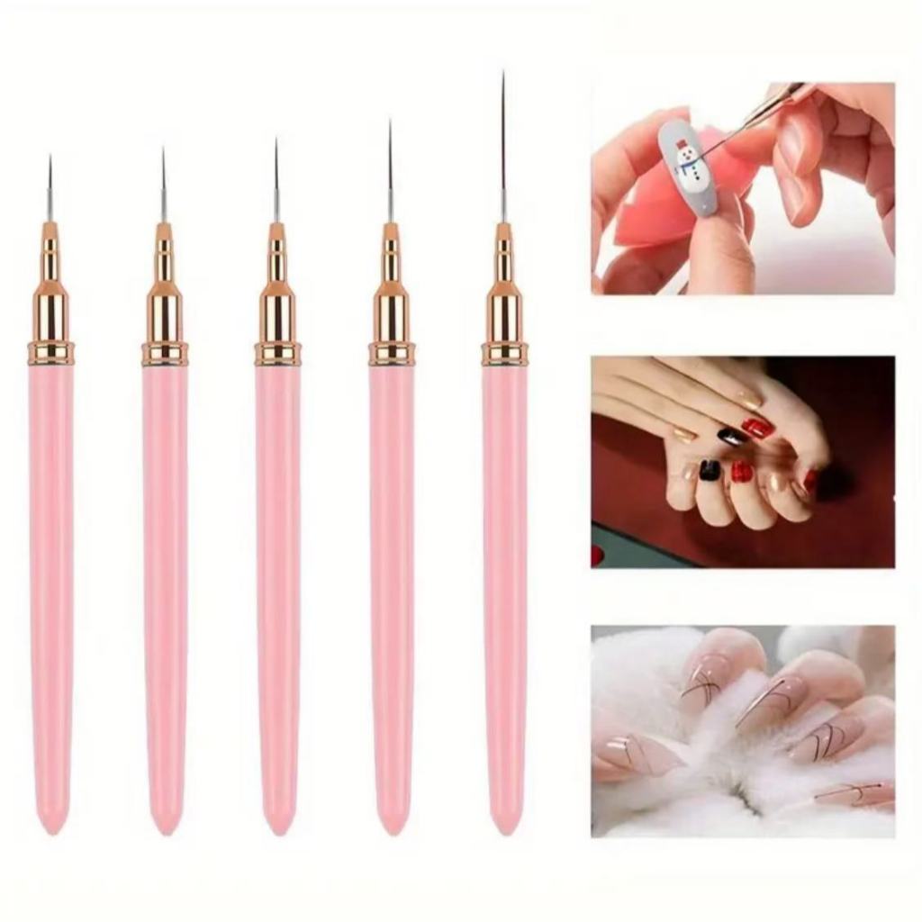 Kit 5 Pincéis 7/9/11/15/25mm De Arte De Unhas UV Para Pintura Em Gel Pincel Manicure