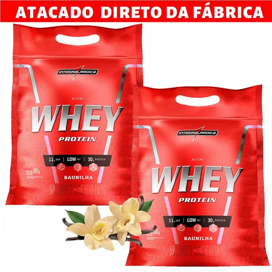 Kit 2x Nutri Whey Protein Integralmédica 900g em Oferta na Shopee