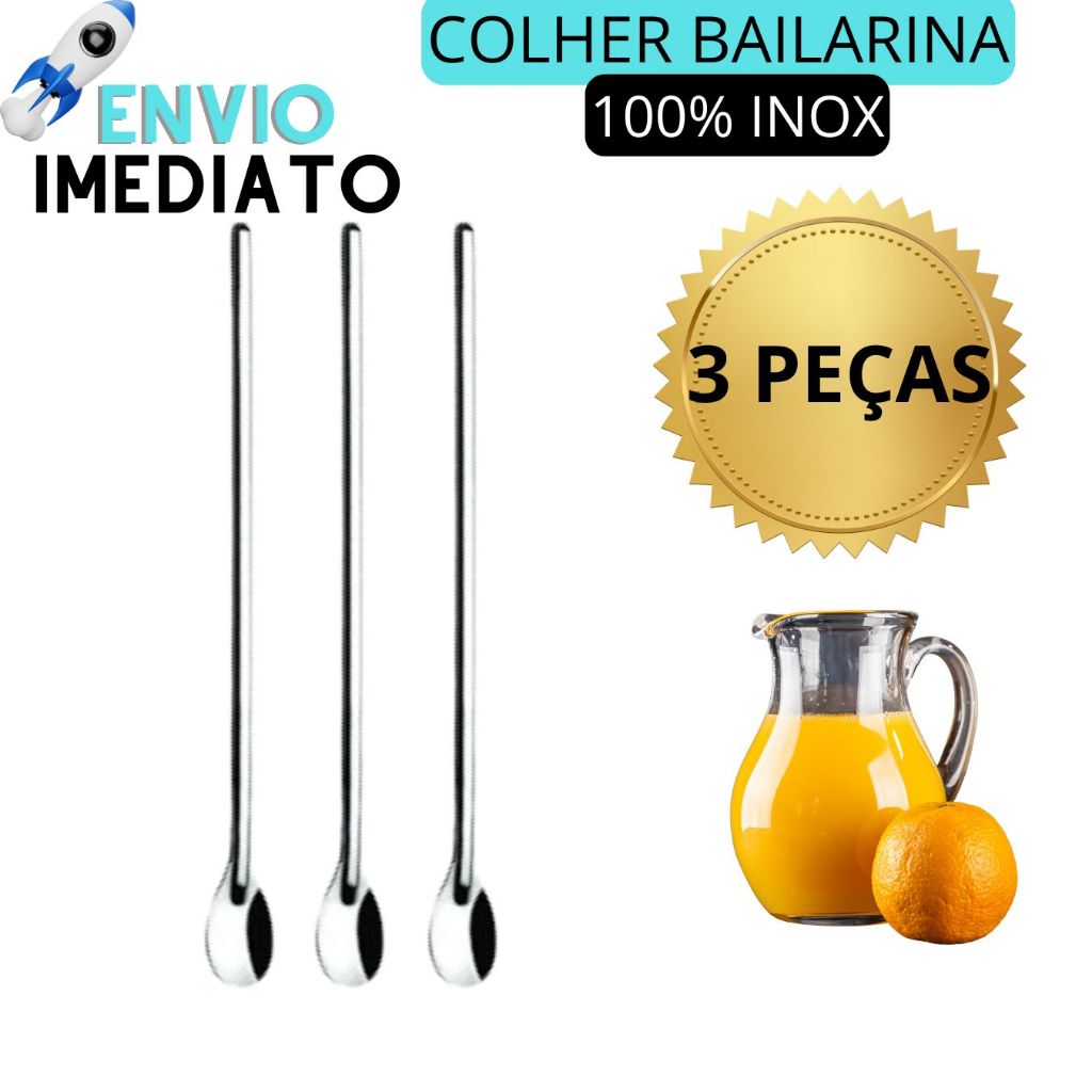 Colher Bailarina Colher de Suco Drinks Milkshake Colher Longo Alcance 30cm Barman Bartender Hoteis Restaurantes em Oferta na Shopee