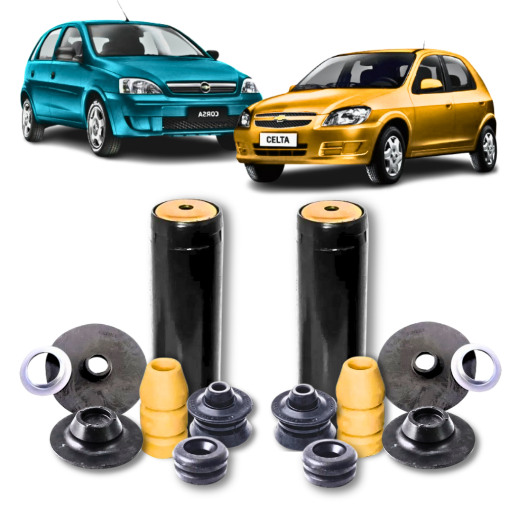 Kit Batente Coifa Calço Mola Traseira Celta Corsa Prisma Classic Pick-Up Wagon Chevrolet