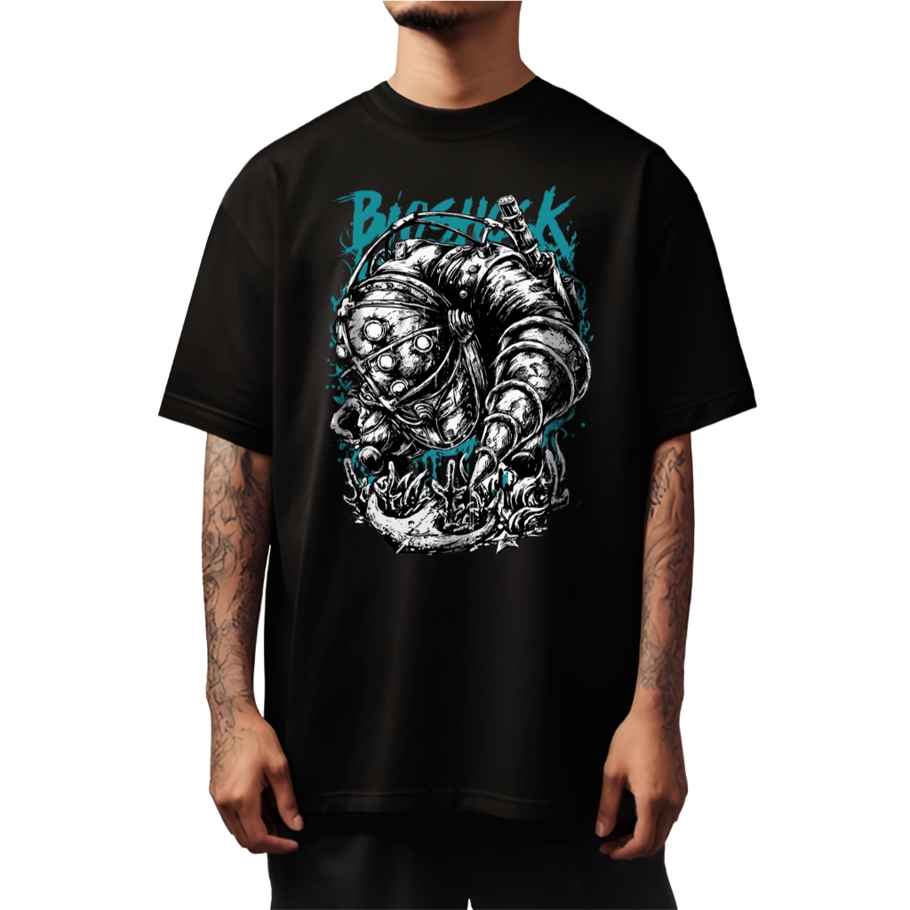 Camiseta Oversized Bioshock Gola Fechada Streetwear - 152