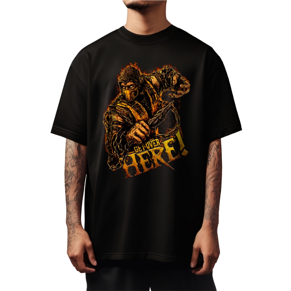 Camiseta Oversized Mortal Kombat Scorpion Gola Fechada Streetwear - 156