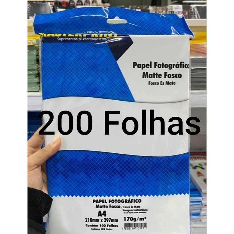 Papel Foto Masterprint Matte Fosco 170 Gramas Com 200 Folhas.
