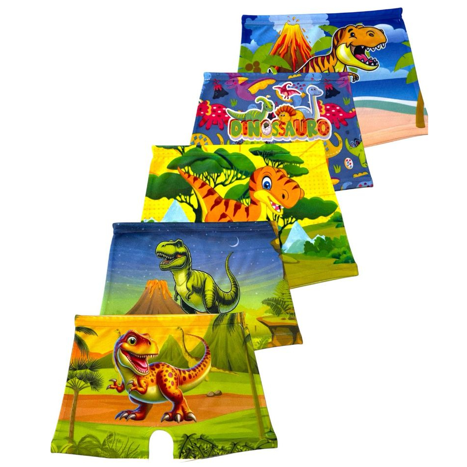 Kit Cueca Box Boxer Infantil Dinossauro Menino Criança Microfibra Masculino em Oferta na Shopee