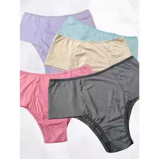 Kit 5 calcinhas Plus size Pala dupla Segura a barriga Confortável