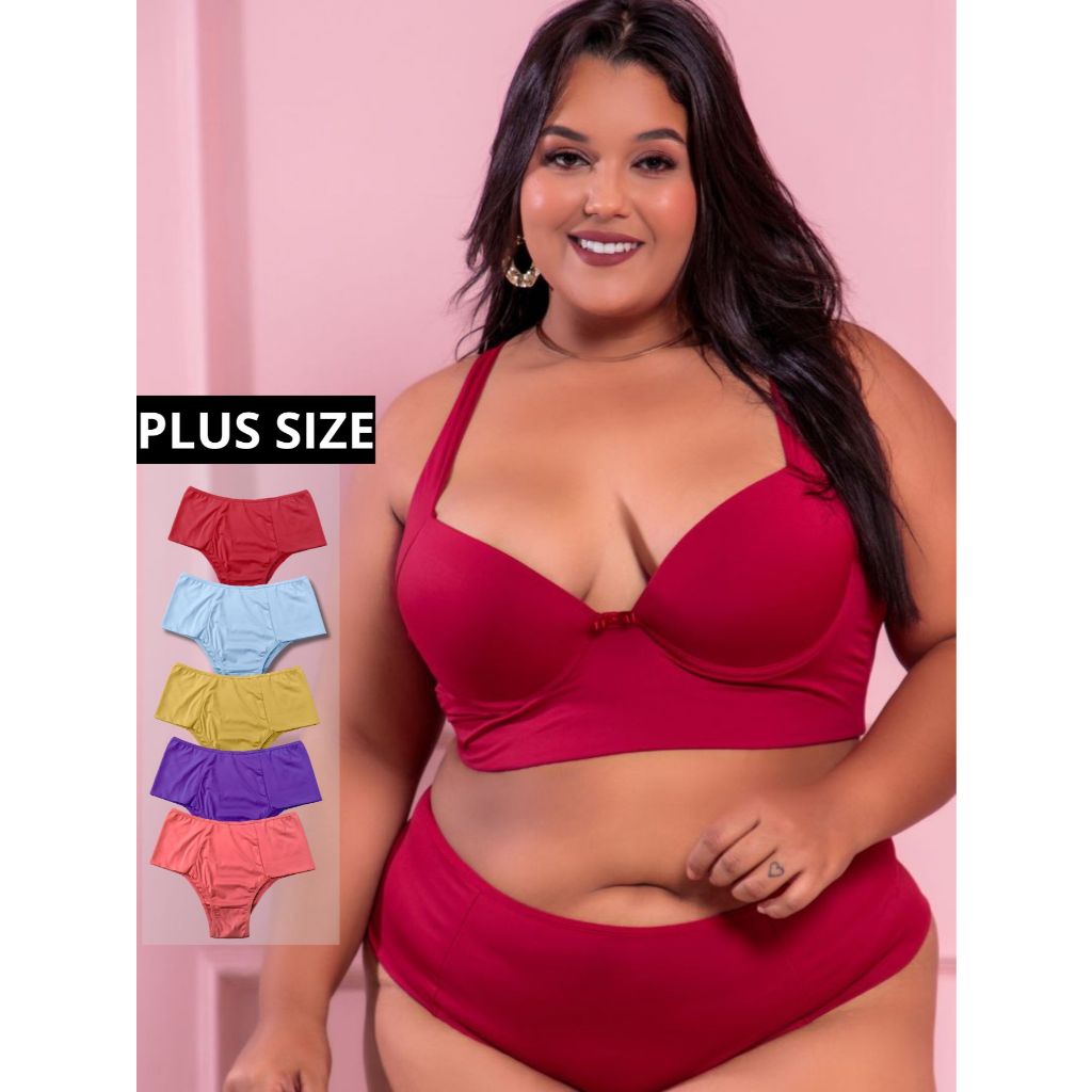 Kit 5 calcinhas Plus size Grande Segura a barriga Pala dupla