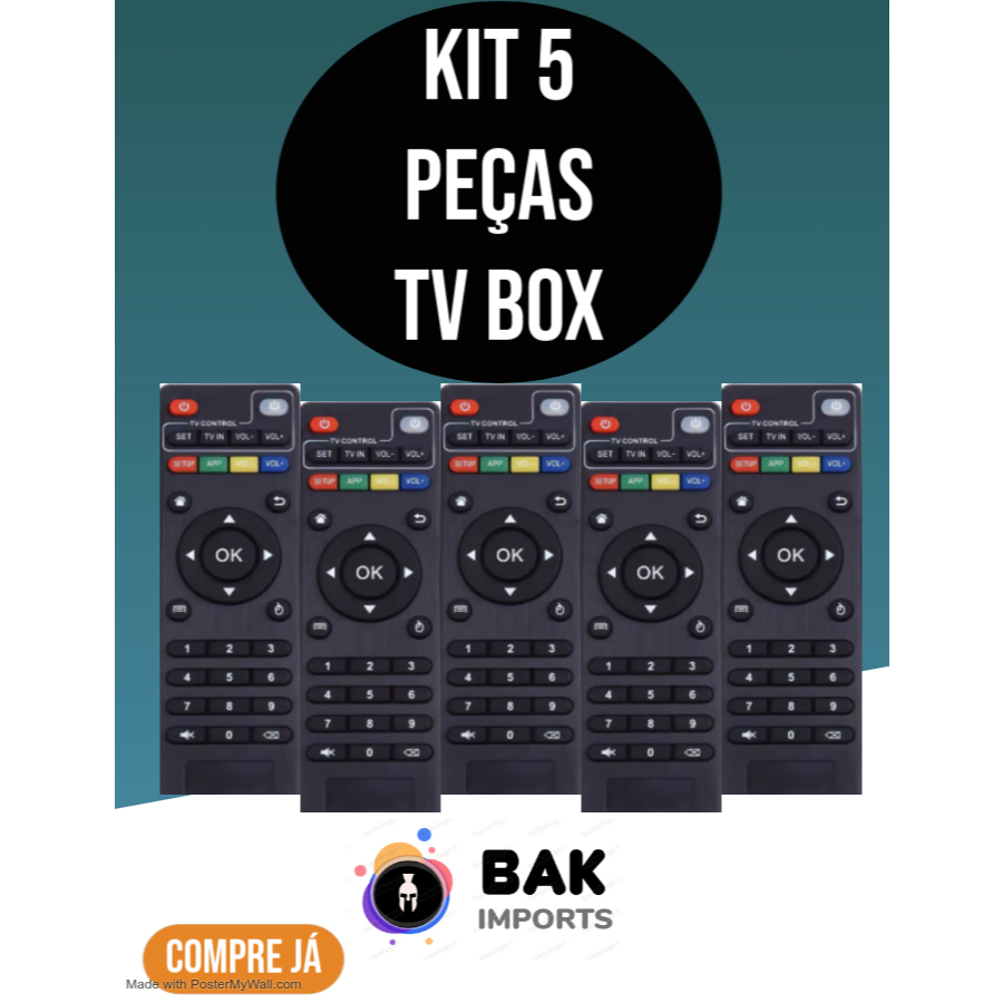 Kit 5 Controles para Aparelho Smart TV