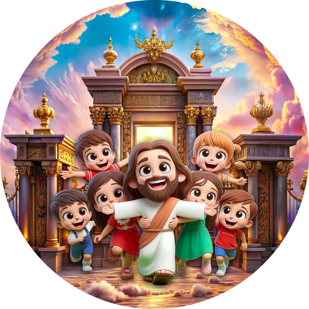 Painel Redondo de Festa Em Tecido Sublimado 1,50m 3D Veste Fácil Jesus Culto Crianças SRD-251 em Oferta na Shopee