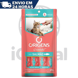 PETISCO CREMINHO ORIGENS MELHOR QUE CHURU SALMÃO CARNE FRANGO PARA GATOS 60 G em Oferta na Shopee