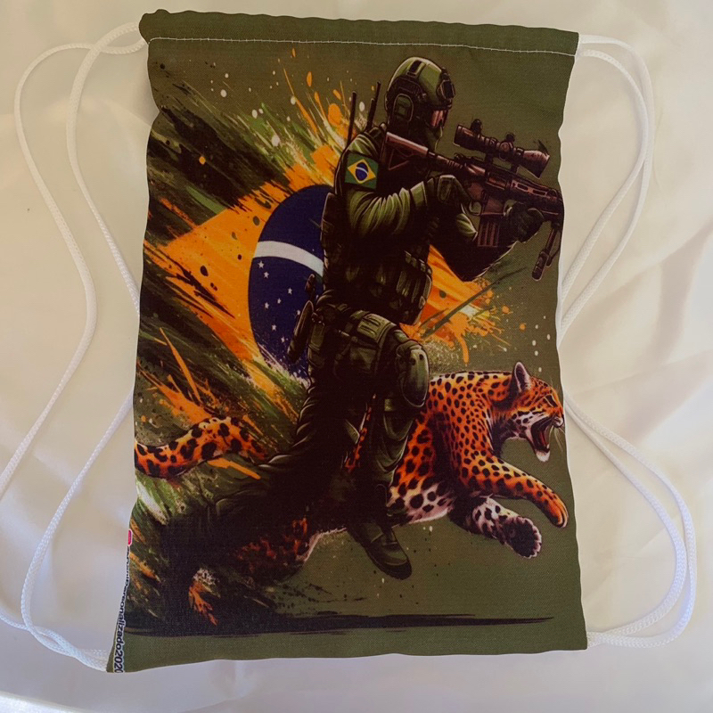 Mochilinha Personalizada Tema Exército/ Sacochila Soldado Lembrancinha de aniversário