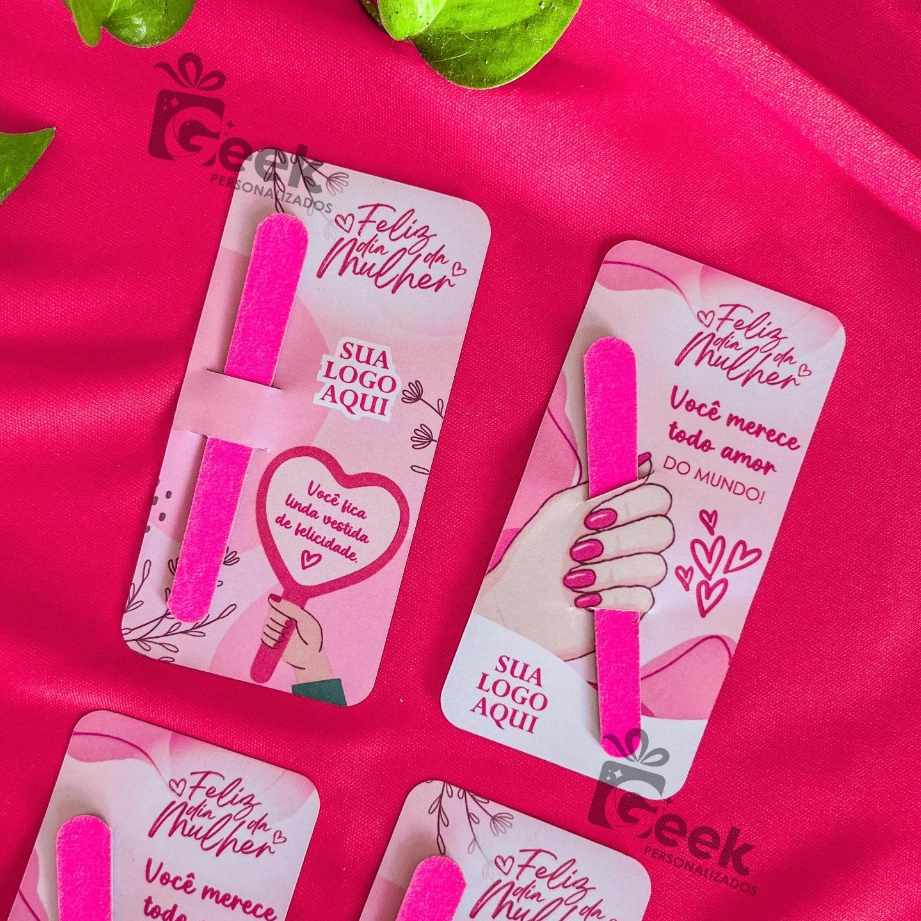 Cartão Dia das Mulheres com Mini lixa de unha Mimo e Brinde empresa, igreja, escola, loja 25 / 50un em Oferta na Shopee