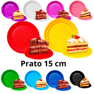 Pratos para bolo 15 cm coloridos pratinhos de bolo para festa 10/30/50 em Oferta na Shopee