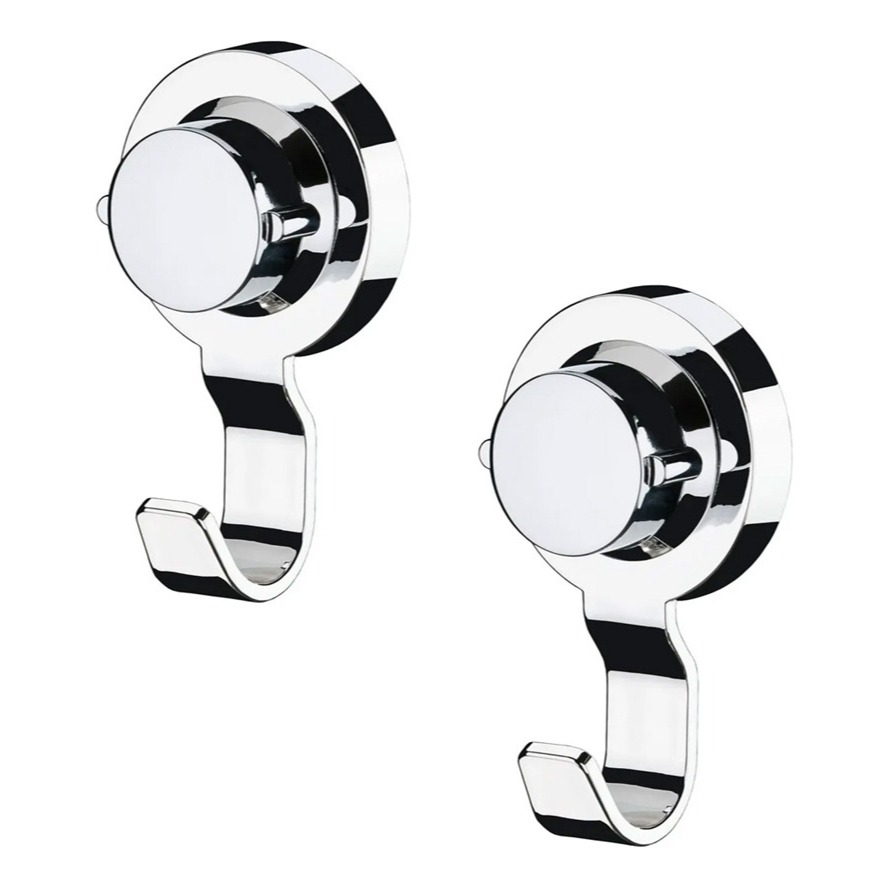 Kit 2 Porta Gancho Toalha de Rosto Banheiro Lavabo Cromado Fixação Ventosa Sem Furos Cromado Future em Oferta na Shopee