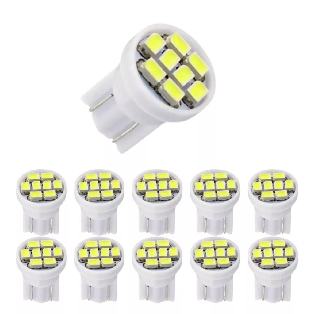 Kit 10 Lampada T10 8 Led W5w 3014 Branco 12v