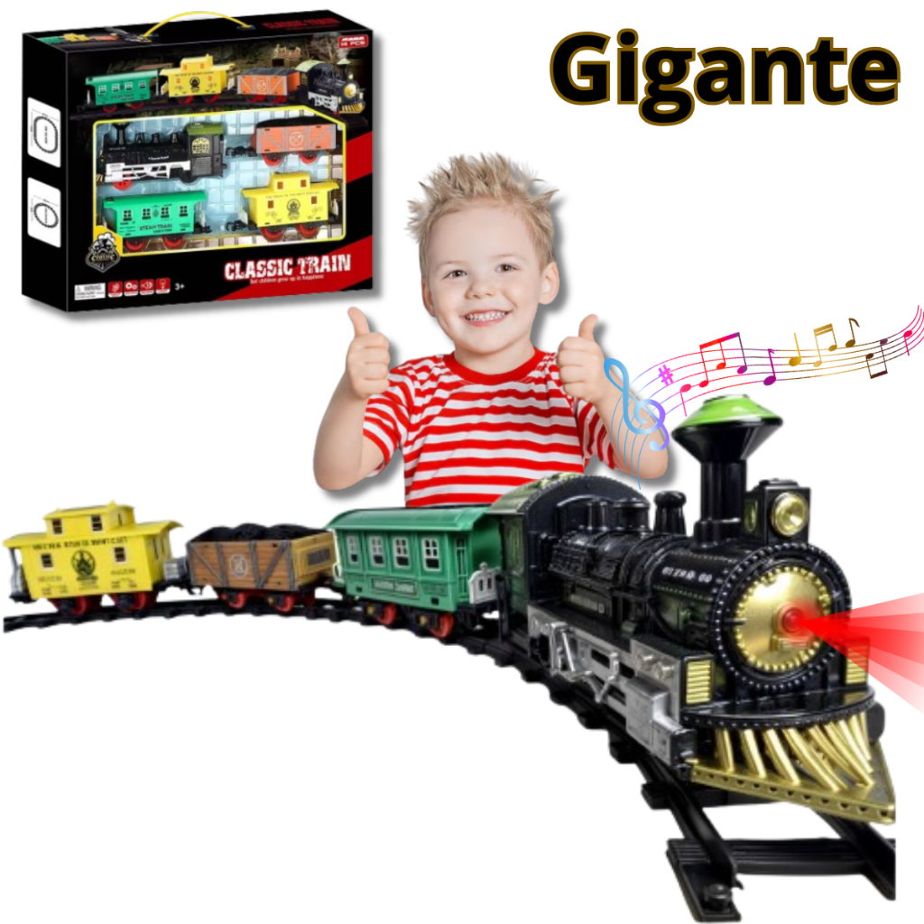Presente Menino Ferrorama Trem Trenzinho Eletrico Grande Som E Luz Brinquedo Criança Divertido