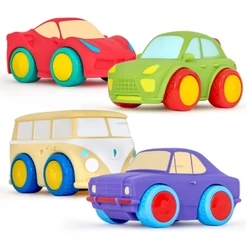 Carrinhos Infantil Vinil Macio Baby Soft Cars Mordedor Com Rodinhas Livres Borracha - Puff Toys