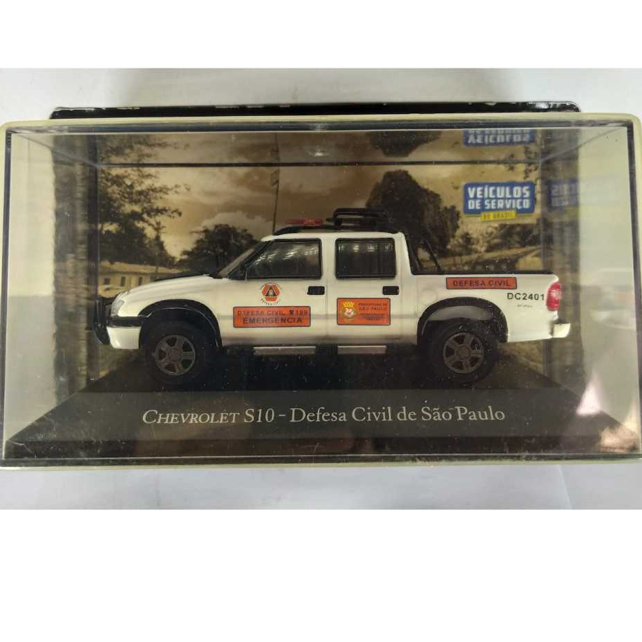 Miniatura Chevrolet S10 - Defesa Cívil de São Paulo 1:43 Veículos de Serviço Coleção Colecionismo Die Cast Top