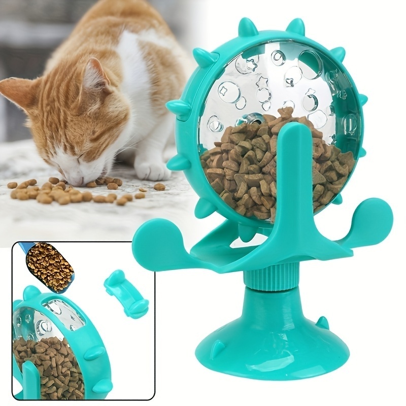 Brinquedo Para Gatos Divertido Moinho De Vento Mesa Giratória Com Ventosa Roda Gigante Porta Petisco em Oferta na Shopee