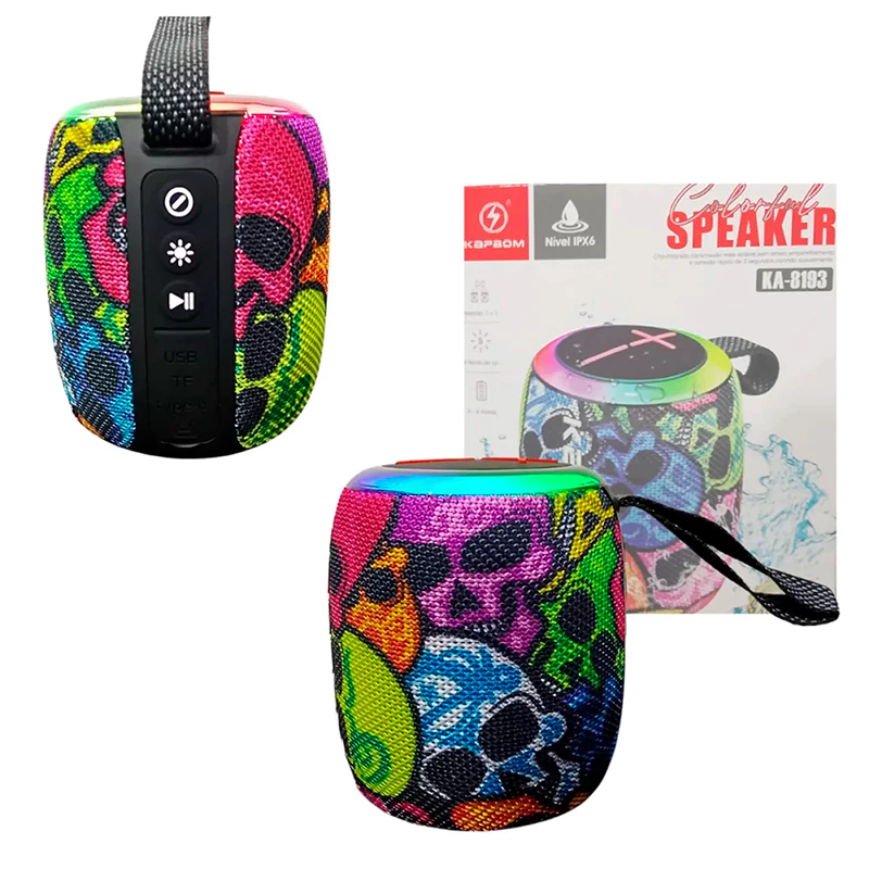 Caixa De Som Bluetooth- Kapbom Potente X-bass Ipx6 5.1 Ka-8193 -Portatil - Caixinha- Cor Colorido em Oferta na Shopee
