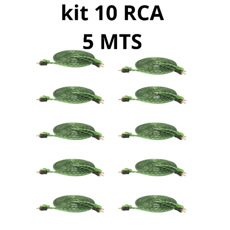 Cabo Rca 5mts Kit com 10 Rca Blindado Injetado Series 200 Pro Technoise