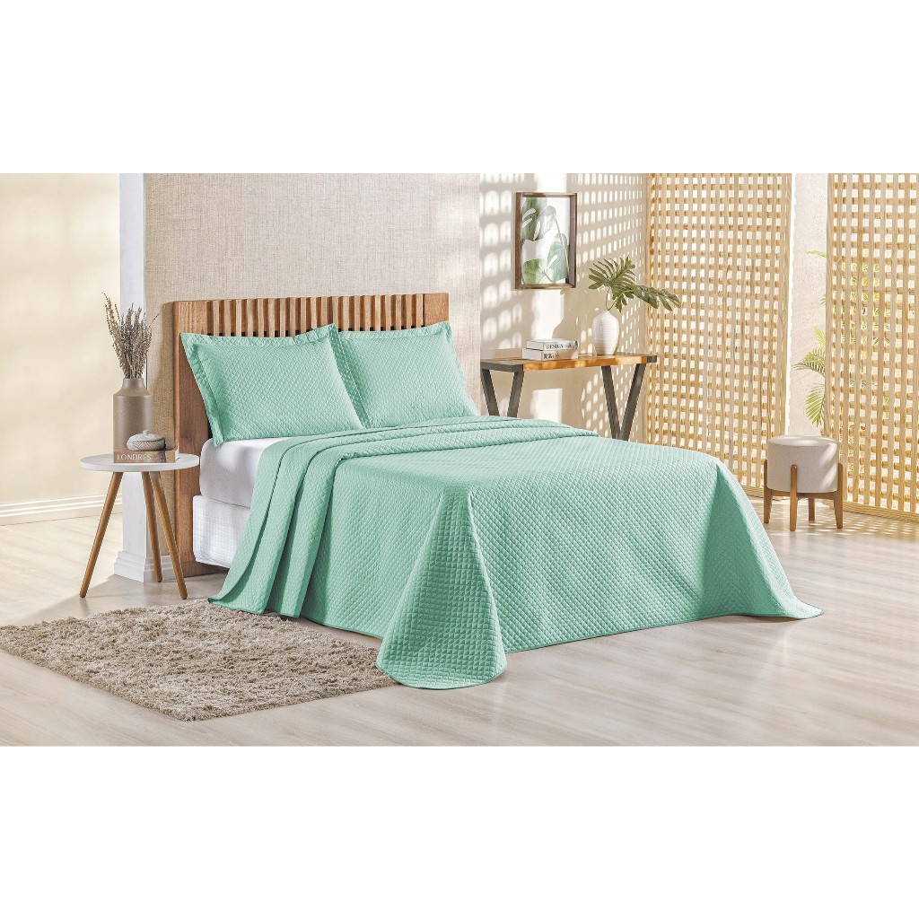 Kit Colcha Cobre leito Tamanho Queen Bouti Mavie Poliéster Ultrassónico Peletizado 2,60m x 2,45m 03 Peças
