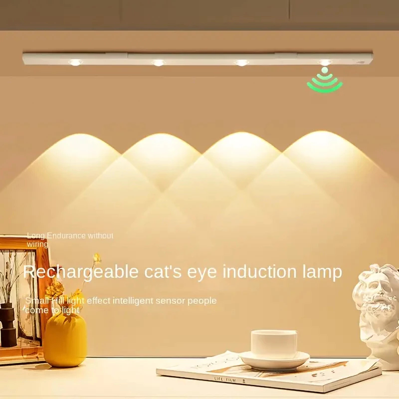 60 cm Ultra fino diodo emissor de luz / armário lâmpada sensor de movimento sem fio usb recarregável luz 3 cores