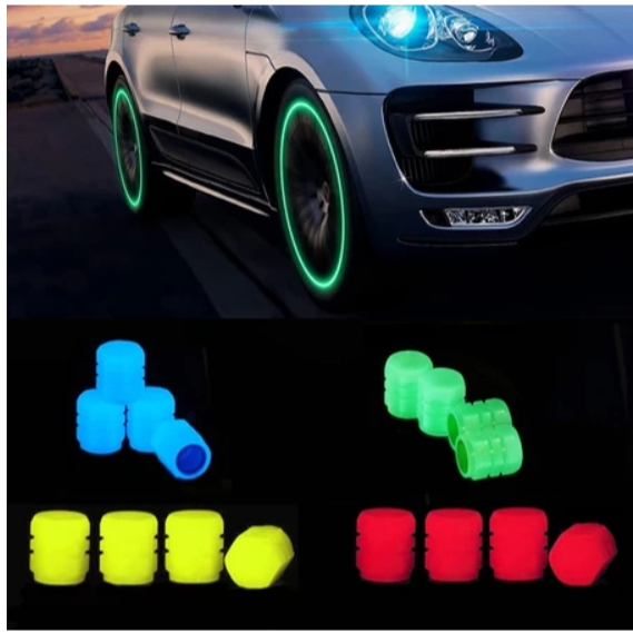 Tampa Da Válvula Do Pneu Fluorescente Luminosa para Carro Moto Bike Brilhante Decoração Automóvel Acessórios De Estilo em Oferta na Shopee