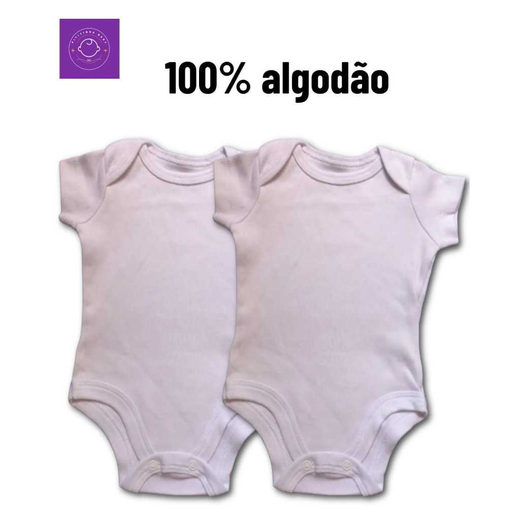 Kit 2 Body Branco de bebê - Manga Curta / Manga longa  - Recém Nascido - Bebê Menino e Bebê Menina