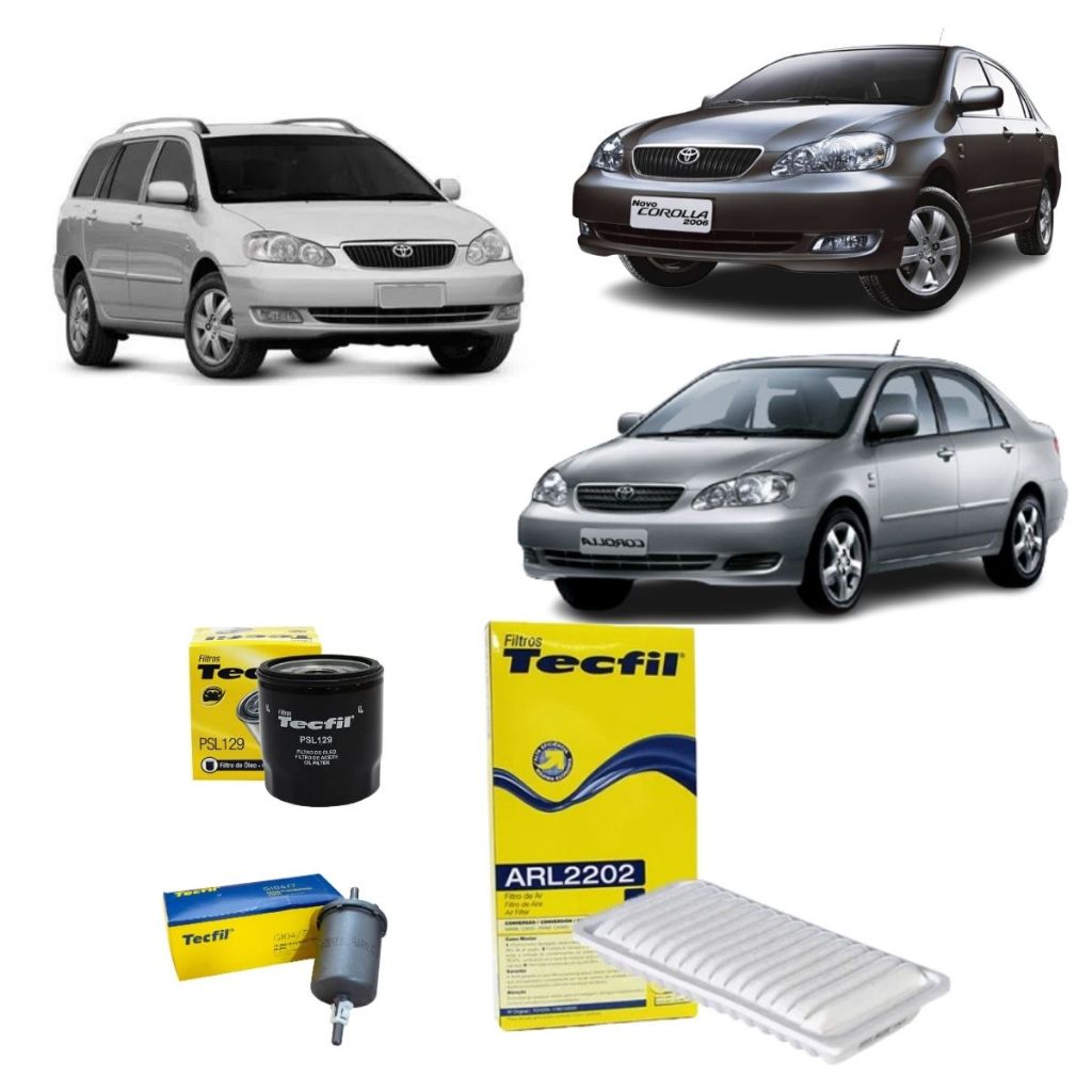 Kit Filtros Toyota Corolla Fielder SEG XEi XLi 1.6 1.8 2003 a 2007 Tecfil em Oferta na Shopee
