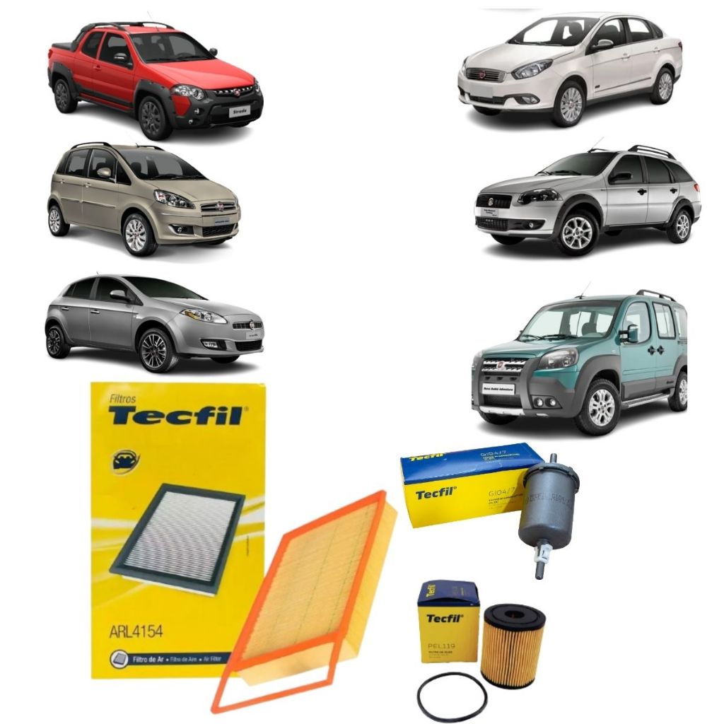 Kit Filtros Fiat GrandSiena Palio Strada Idea Punto Doblo Bravo Idea Etorq 1.6 1.8 16V Tecfil em Oferta na Shopee