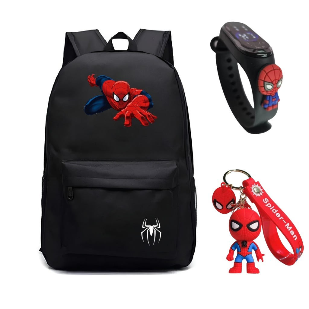 Kit Mochila Reforçada Homem Aranha + Relógio + Chaveiro Lançamento Sk em Oferta na Shopee
