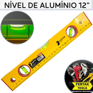 Nível de Alumínio Fertak Tools 12" 30cm Com 3 Bulbos/Bolhas Nivelador Nivel de Mão Para Nivelamento. em Oferta na Shopee