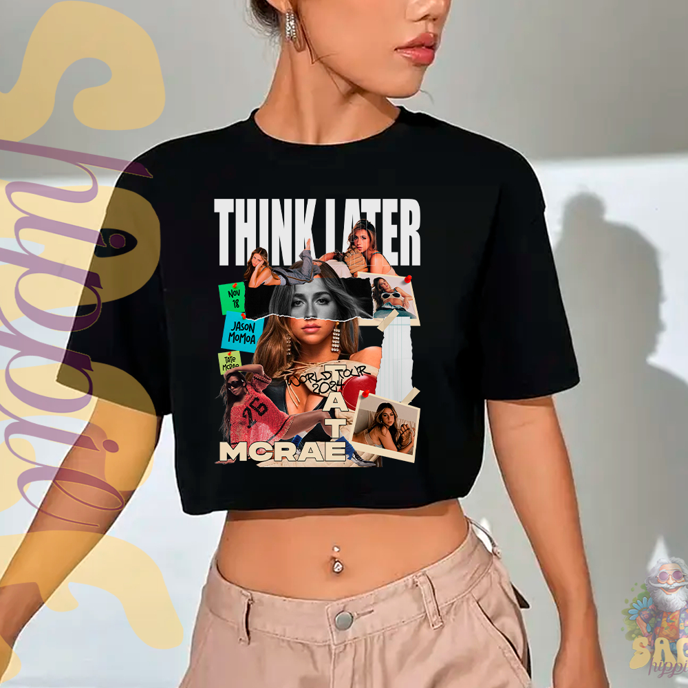 Blusa Cropped Feminina Cantora Tate McRae Artista Show Estilosa Versatil Fresquinho Confortavel