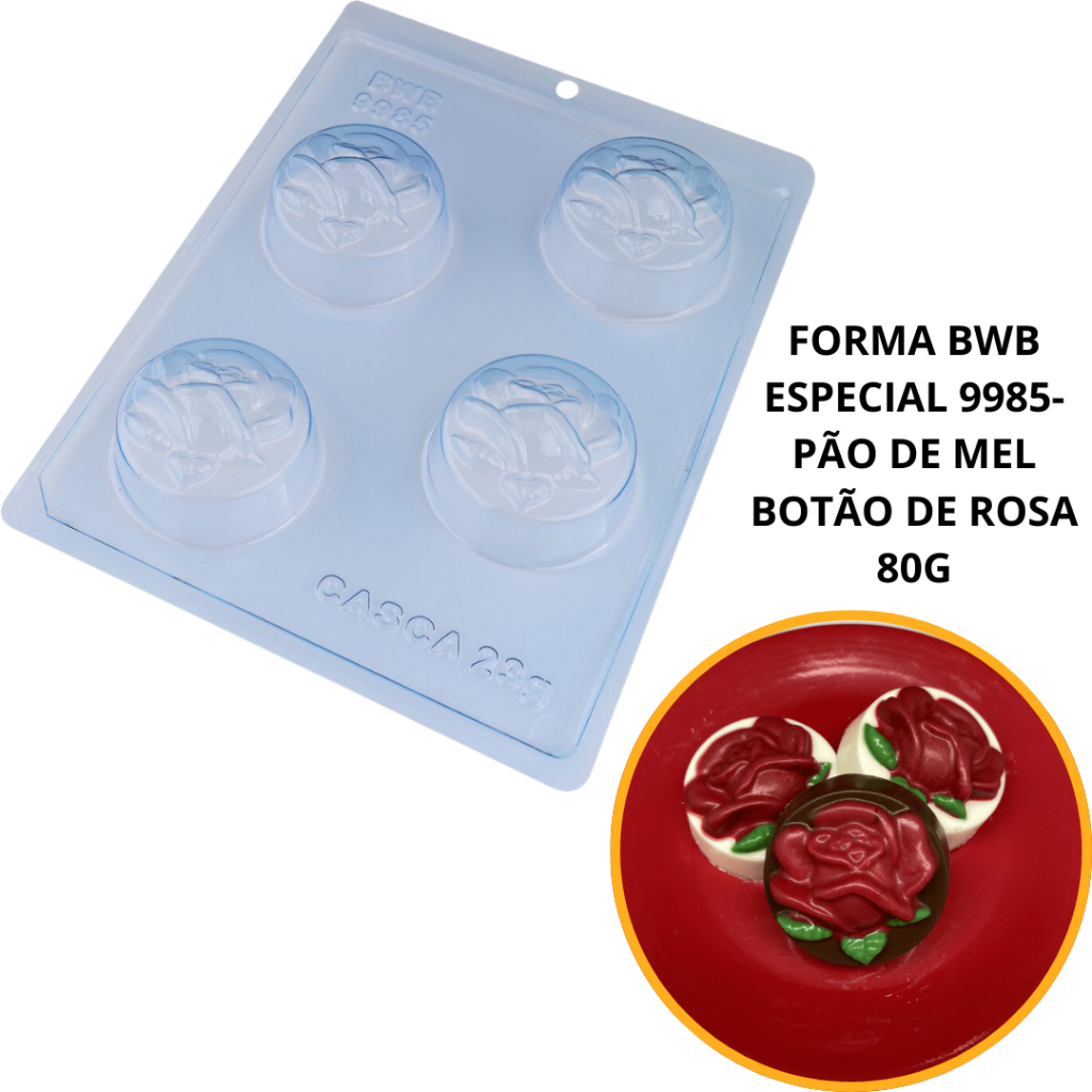 forma bwb com silicone (3 partes) cod  9985 - Pão de Mel Botão de Rosa 80 gramas em Oferta na Shopee