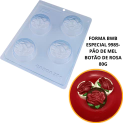 forma com silicone (3 partes) - Pão de Mel Botão de Rosa 80 gramas CHOCO