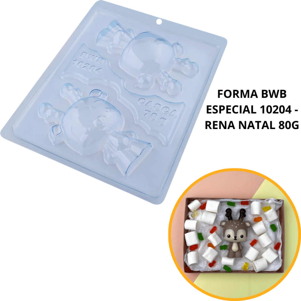 Forma De Acetato RENA 3 Partes BWB com Silicone Para Chocolates e Confeitaria,Natal 10204 - Home & Living