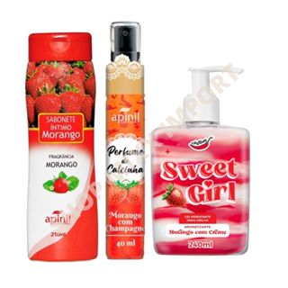 KIT Sweet Girl Gel Hidratante + Sabonete Íntimo + Perfume de Calcinha em Oferta na Shopee