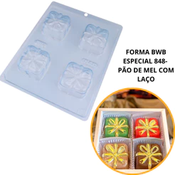 1~4 forma bwb com silicone (3 partes) cod 848 - Pão de Mel com Laço 75 g (CHOCO)