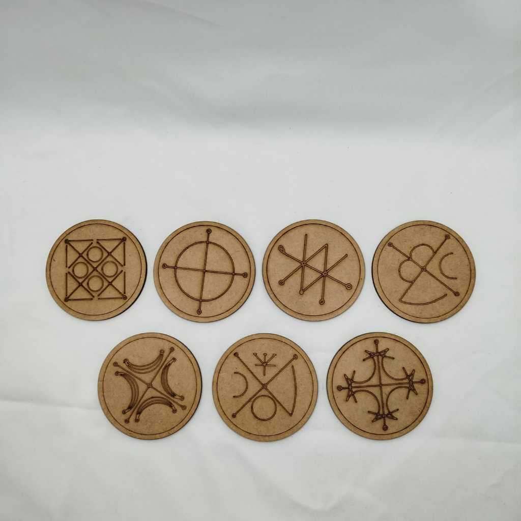 7 sigilos planetarios selos planetarios mdf 3mm 6cm ritual