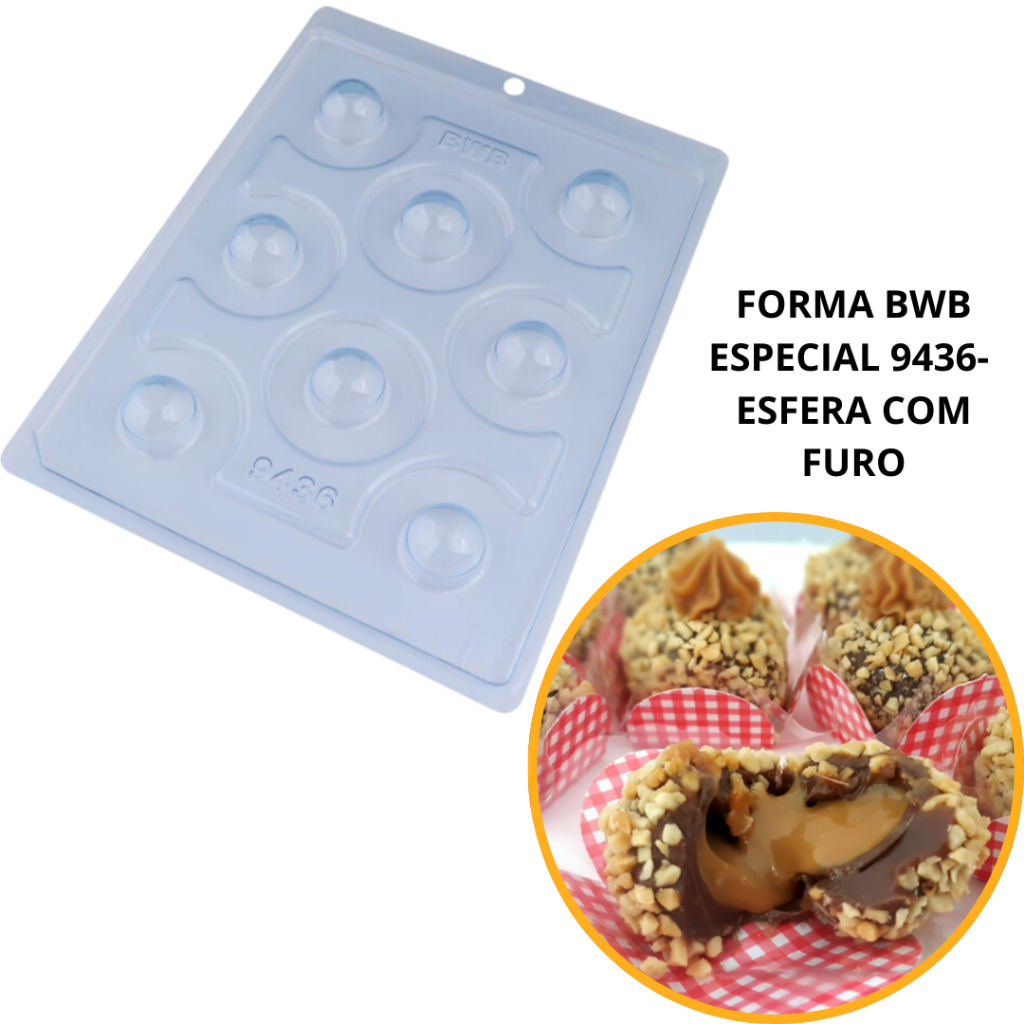 Forma BWB com Silicone: Esfera com Furo - Cód.: 9436 (CHOCO) em Oferta na Shopee