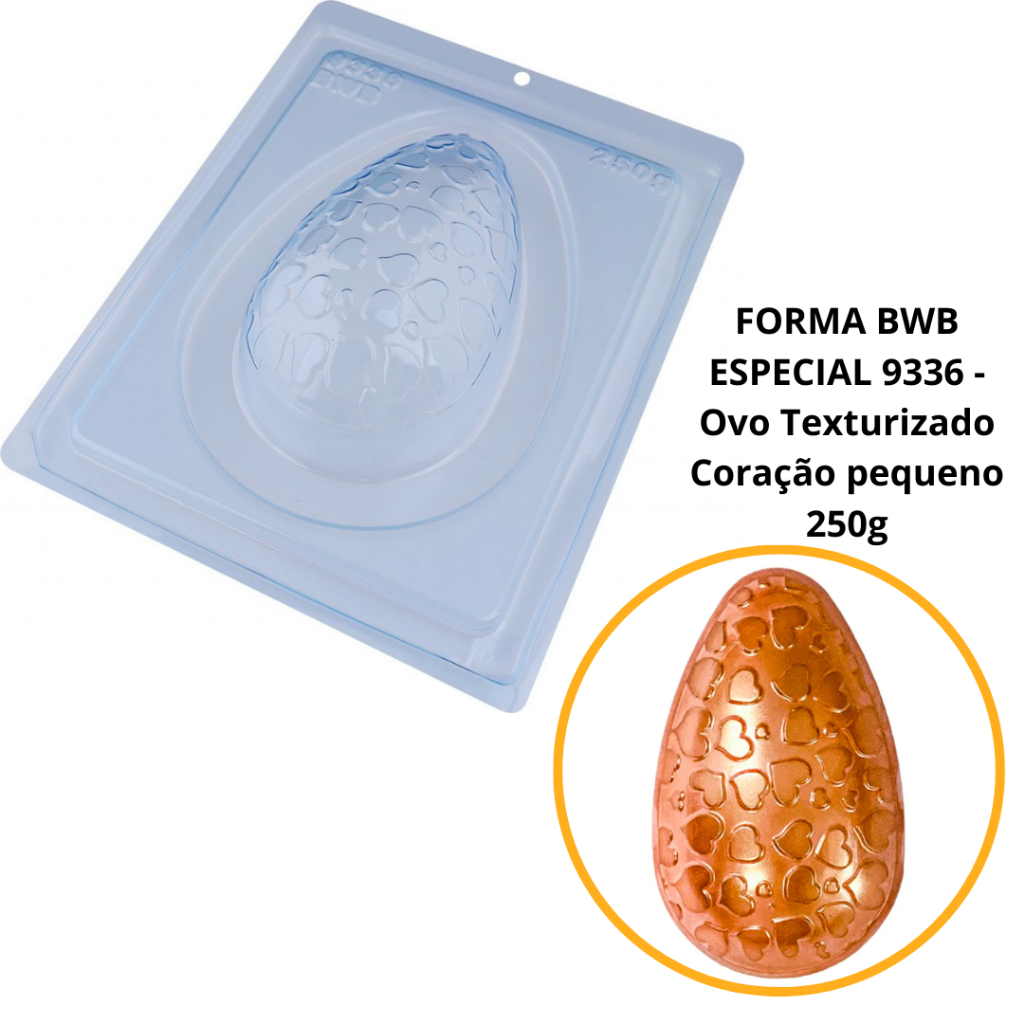 1~4 Forma BWB Com Silicone(3partes) Chocolate Cód.9336-Ovo Texturizado Coração Pequeno 250g. Páscoa - Home & Living