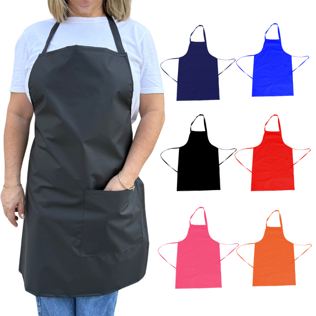 Avental Impermeável Couro Pvc Regulagem Cozinha Garçom Açougue Resistente A Prova De Água Com Bolso