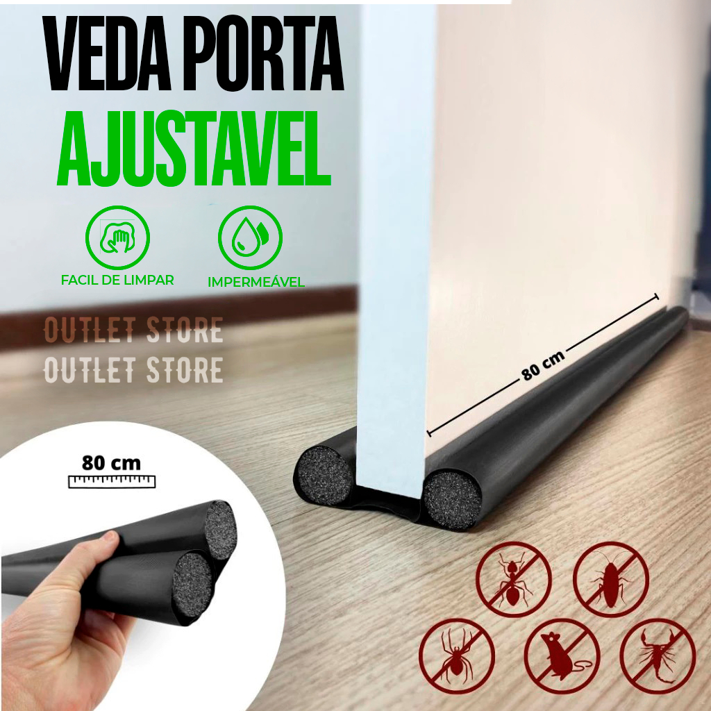 Veda Porta Ajustável 80cm Impermeável | Escolha: 1 Unidade ou Kit com 2 Unidades