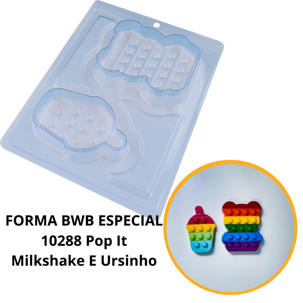 1~4 Forma BWB Pop It MilkShake e Ursinho, Com Silicone (3 partes)- Cód. 10288 (CHOCO) em Oferta na Shopee
