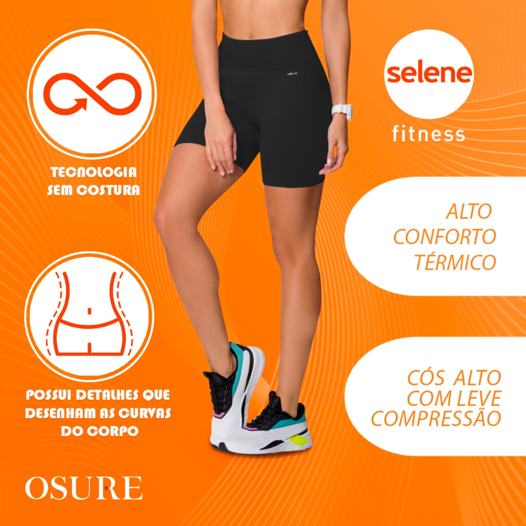 Detalhes do Short Selene Poliamida Academia Sem Costura Leg Legging Shorts Sem Transparência Bermuda Fitness Corrida
