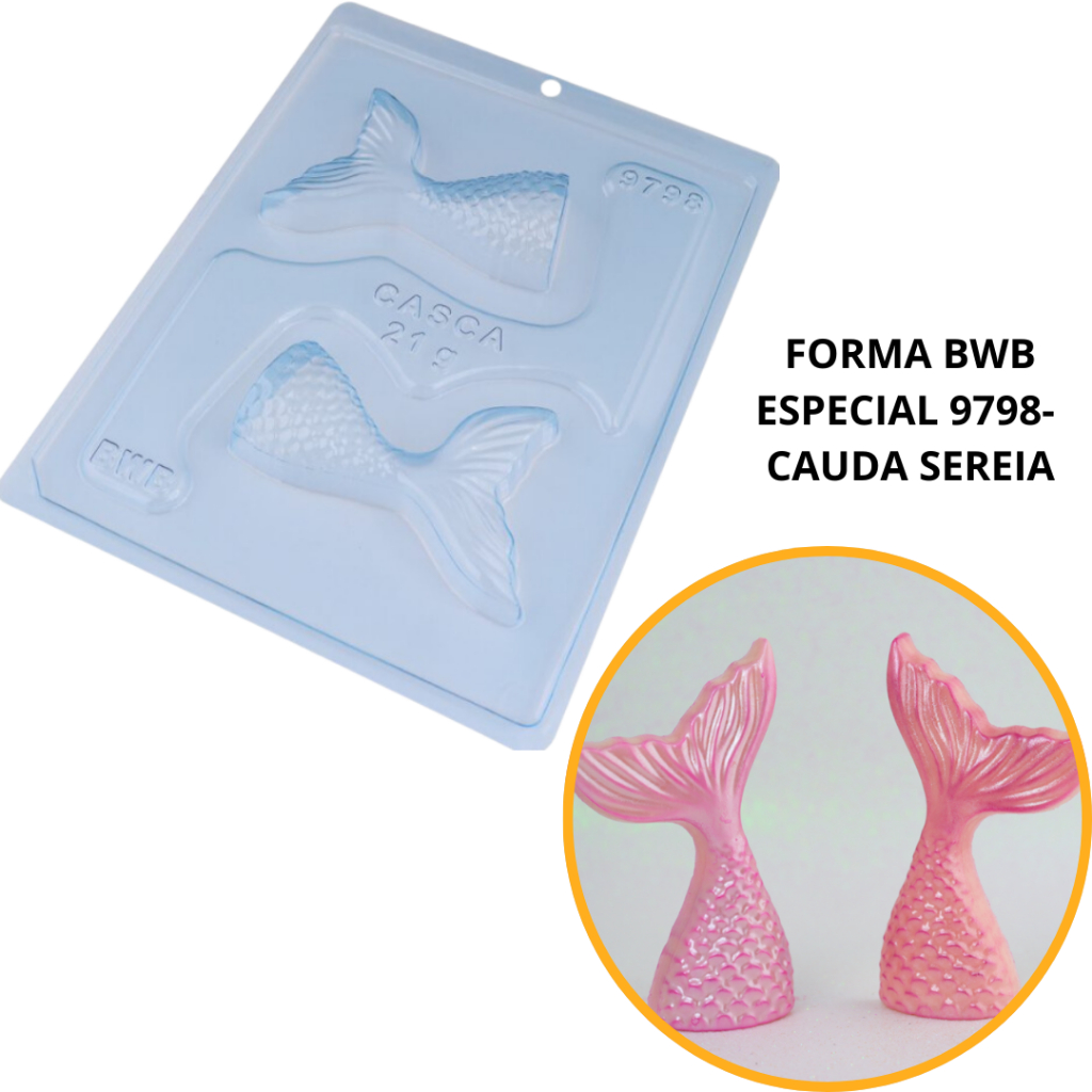 1~4 orma para chocolate bwb com silicone (3 partes) 9798 - Cauda da Sereia 60g (CHOCO) em Oferta na Shopee