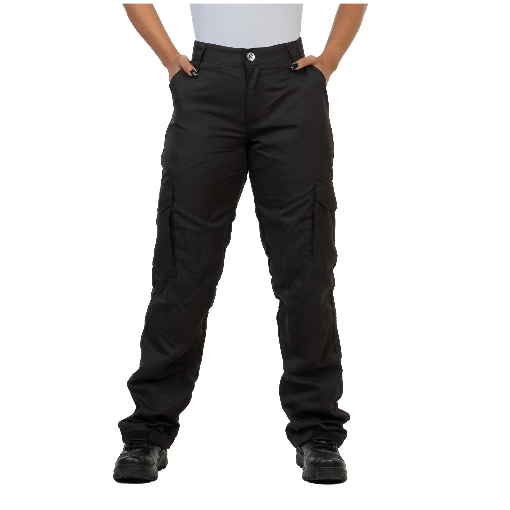 Calça Cargo Feminina Poly Secagem Rápida 6 Bolsos  Militar Use Tático
