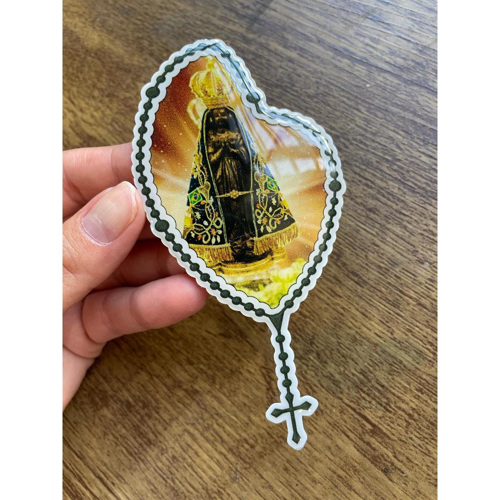 Adesivo Resinado Auto Relevo Terço Padroeira Nossa Senhora de Aparecida para Carro/Moto em Oferta na Shopee