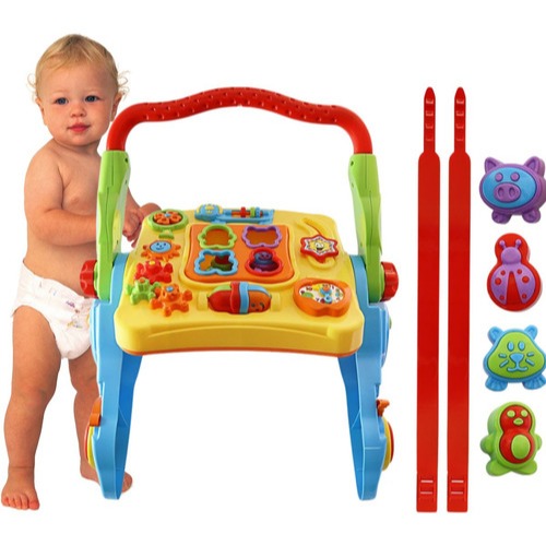 Andador Para Bebe Mesa Com Atividades Didática e Som Infantil Mesinha Criativa Educativa Empurrador